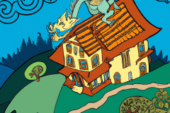 DALL·E-2023-04-15-14.27.12-A-storybook-house-with-a-small-dragon-on-the-roof-in-a-sylvan-setting-overlooking-a-valley-in-the-style-of-Escher