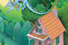 DALL·E-2023-04-15-14.27.22-A-storybook-house-with-a-small-dragon-on-the-roof-in-a-sylvan-setting-overlooking-a-valley-in-the-style-of-Escher